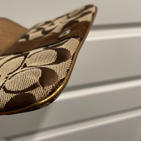 Coach Brown and Bronze Gold Pouchette or Wallet - Picture 9 of 10